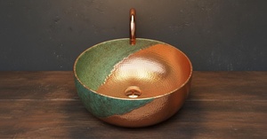 Fregadero de cobre de alta gama, lavabo de cobre de lujo, fregadero de cobre elegante para el hogar, lavabo de cobre con estilo. - Product Image 2