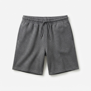 Shorts Bermuda Homme 100% Coton Bleu Uni, Taille Sportive à Cordon, Décontracté, Respirant, Coupe Mi-Haute, Séchage Rapide, Grandes Tailles - Product Image 1