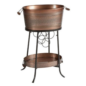 รอบรูปตกแต่งไวน์คูลเลอร์พร้อมขาตั้งอ่างไวน์ถังปาร์ตี้ทองแดงถังโลหะบริสุทธิ์ทองแดงพร้อมขาตั้ง - Product Image 5