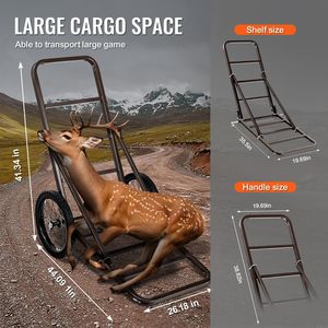 Carrello Pieghevole per Trasporto Cervi con Capacità di 136 kg, Ruote Grandi in Gomma e Maniglia Ergonomica, Carrello da Campeggio Resistente - Product Image 4