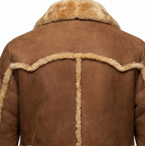 <b>Men's</b> Luxury Leather <b>Shearling</b> <b>Jacket</b> Genuine Fur Lined Aviator Winter Coat Premium Durable Warm Fashion Outerwear Style - Product Image 2