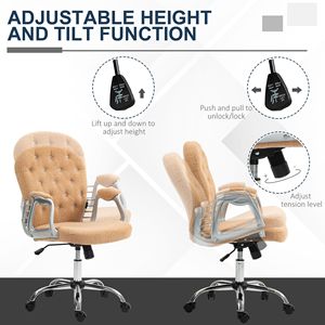 Sedia da Ufficio Ergonomica Girevole Marrone Scuro con Braccioli Imbottiti, Altezza Regolabile e Ruote - Product Image 4