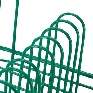 Premium Eco-Friendly Waterproof Powder Coated Green Metal Kitchen Dish <b>Rack</b> Holds 11 <b>Plates</b> Double Tier Standing Storage Basket - Product Image 2