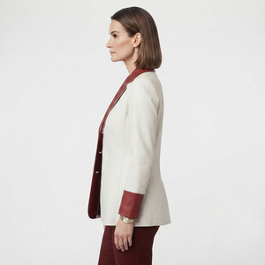 Women Long Sleeve <b>Leather</b> <b>Blazer</b> Coat Ladies Side Pockets <b>Leather</b> Women's Office Wear <b>Leather</b> Coat - Product Image 3