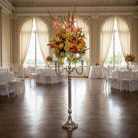 Candélabre Baroque en Argent avec Bol à Fleurs, Décoration Moderne Faite à la Main pour la Maison, Porte-Bougie Antique, Candélabre avec Bol à Vendre
