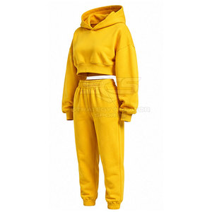 Ensemble de sweats à capuche courts pour femmes, en matière douce, coupe décontractée et style moderne assorti pour les tenues de tous les jours - Product Image 2