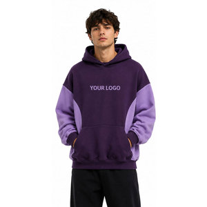 Sweat-shirt à capuche pour homme, manches raglan, couleur violette, coton French Terry, poche avant, logo, style décontracté, vêtements d'automne - Product Image 4