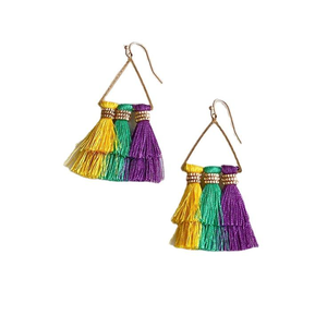 Boucles d'oreilles Mardi Gras avec strass, perles lettres Mardi Gras, boucles d'oreilles pendantes scintillantes, bijoux de fête par MD HANDICRAFTS - Product Image 3