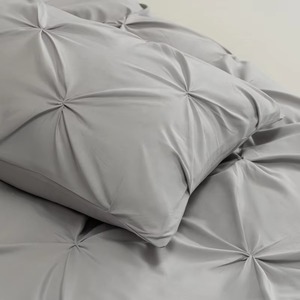 Ensemble de housse de couette en satin matelassé moderne, 4 pièces, ensemble de literie gris pour la maison, lavable en machine - Product Image 4