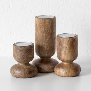 Traditional Wooden Candle Holder Hand Carved Decorative Item For Festival Decoration And Dining <b>Table</b> Styling - Product Image 1