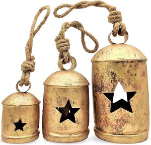 New Arrival Natural Metal Christmas Hanging Bell With Rustic Finish For Festive Tree Decoration Home Display - Product Image 1