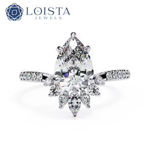 Anillo de diamante solitario cultivado en laboratorio con diamantes laterales, diamante creado en laboratorio con certificado IGI para mujer, joyería de lujo. - Product Image 1
