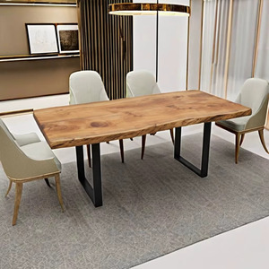 โต๊ะอาหารไม้เนื้อแข็งอะคาเซียขอบธรรมชาติ ขาเหล็กเคลือบผงแมทเทล ดีไซน์แข็งแรงทนทาน สำหรับ 6 ที่นั่ง - Product Image 2