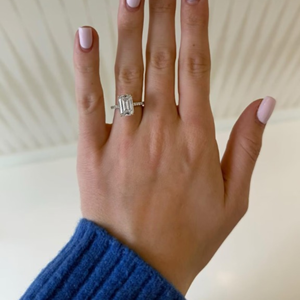 Trending IcedJewelz 5.35Carat EmeraldCut Lab Grown Diamond Engagement Wedding <b>Ring</b> 14k Yellow <b>Gold</b> - Product Image 5
