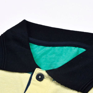 Men's Color Blocked Short Sleeve <b>Polo</b> <b>Shirt</b> Pique Knitted Casual Style Green Yellow Navy <b>Blue</b> - Product Image 2