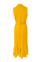 Robe longue sans manches bleue unie à col mandarin, imprimé numérique, avec ceinture à nouer, coupe trapèze, romantique, décontractée pour l'été