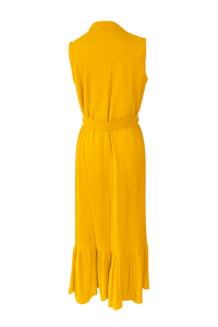 Blue Solid Woven Digital Printing Sleeveless Mandarin Collar <b>Maxi</b> Dress Wrap Tie Belt A-Line Romantic Summer Casual - Product Image 6