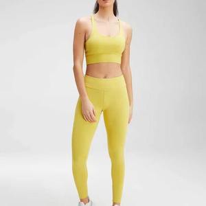 Yellow Sports Bra High Support Seamless Fit Yoga Workout Women's Activewear <b>Top</b> - Product Image 4