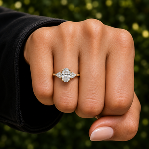 Anillo de Diamante Cultivado en Laboratorio con Corte Ovalado, Oro Sólido de 14K/18K, Piedras Laterales Trillón, Certificado IGI, DEF VVS, Anillo de Boda Clásico, ODM - Product Image 2