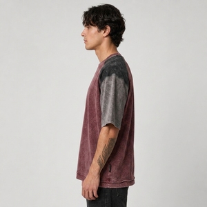 T-shirt 100% Coton Délavé à l'Acide pour Homme, Anti-Plis, Séchage Rapide, Coupe Classique, Haute Qualité, Écologique, Prix de Gros, 220g, Respirant - Product Image 2