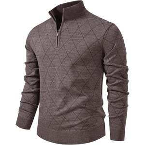 Men's Winter Viscose/Cotton Cable Knit <b>Pullover</b> <b>Sweater</b> Crew Neck Full Sleeve Solid Color Warm Anti-Pilling Front Logo - Product Image 2