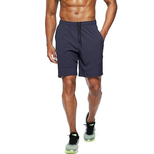 2026 Men's <b>Black</b> Breathable Quick Dry Polyester Sport Running Gym Shorts with Front Logo Drawstring Waist Side Stripe Design - Product Image 1