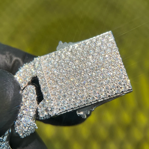 Massive 925 <b>Silver</b> VVS Moissanite 3D Cuban Chain Necklace Heavy Iced Out Link <b>Choker</b> Moissanite Bling Jewelry Pass Diamond Test - Product Image 6
