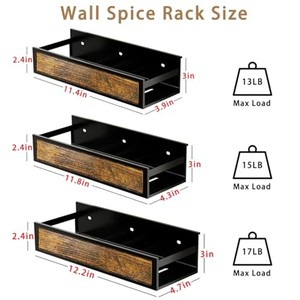 Estante Industrial para Especias de Madera de Pino al por Mayor |   Organizador de Cocina Rústico - Product Image 5