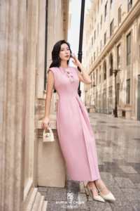 Vestido Maxi Rosa sin Mangas para Mujer, Cintura Definida, DORA VIVI KA, Casual, Tela de Microfibra, Corte en A, Ajustado - Product Image 6