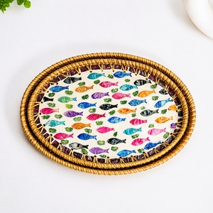 Exquisito Plato de Ratán Tejido a Mano, Plegable, Duradero, con Estampado Animal, Desechable, Ecológico, Elegante, Decorativo y Personalizable - Product Image 4