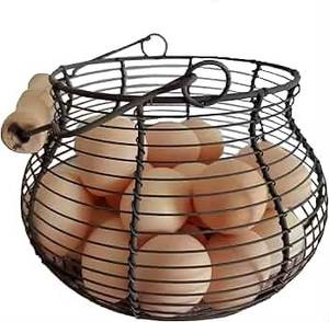 wholesale metal iron <b>egg</b> <b>basket</b> kitchen storage organizer metal wire <b>egg</b> storage <b>basket</b> for kitchen countertop wholesale heavy - Product Image 4