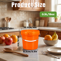 Seau en plastique PP de 500 ml (16 oz) avec couvercle et poignée, couleur personnalisée, mini-seau pour emballage de cadeaux, de collations, de jouets, vente en gros, bricolage à domicile