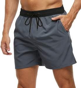 Shorts de Baño Casuales para Hombre, Sólidos, de Secado Rápido, Tejido Transpirable, Largo hasta la Rodilla, con Cierre de Cordón, para Playa y Natación - Product Image 1