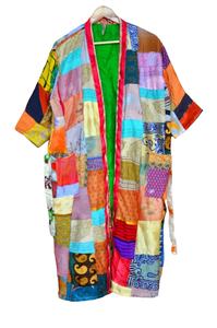 Nueva Llegada Multi Patchwork Kimono Mujeres Albornoz de Seda Bata de Noche Para Mujeres - Product Image 2