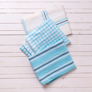 Serviettes de cuisine rayées en coton 100% teint en fil, taille et couleur personnalisées, pour usage en cuisine, à prix abordable en Inde. - Product Image 4