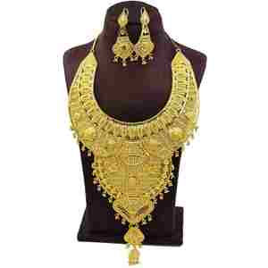 Juego de Collares Largos de Novia Turcos Chapados en Oro de 14K, 18K y 24K, Estilo Tradicional de Dubái, Venta al Por Mayor - Product Image 1