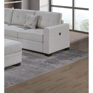 Set Divano Sezionale 4 Pezzi per Soggiorno, Stile Casual Semplice, Trapuntato, Rivestimento in Tessuto Color Osso, con Divanetto a Una Piazza e Mezza e Divano a Cuneo - Product Image 3