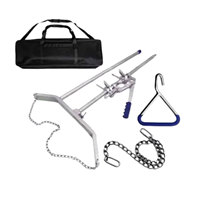 Ensemble de 4 instruments vétérinaires robustes : tire-vache manuel, chaîne OB de 60 pouces, poignée et sac de transport pour instruments chirurgicaux