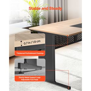 Escritorio Ejecutivo Moderno Reversible en Forma de L con Cajones y Gabinete de Almacenamiento, Escritorio de Computadora de Oficina de Madera Grande y Resistente - Product Image 6