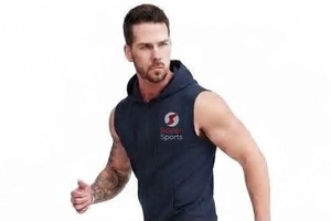 Débardeur à capuche sans manches pour homme, coupe classique, en molleton tricoté respirant, motif dessin animé, vêtement décontracté d'hiver, 100 % coton - Product Image 2