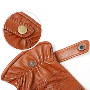 Gants d'hiver en cuir marron pour hommes, OEM ODM, gants de conduite coupe-vent à doigts complets pour moto, fournisseur en gros - Product Image 5