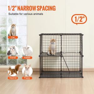 Grande Gabbia per Gatti a 2 Livelli 71 x 71 x 71 cm, in Metallo, Smontabile, con Piattaforma Regolabile, Rampa e Scala, Cuccia per Animali Domestici - Product Image 6