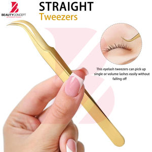 Pinces à cils professionnelles de couleur personnalisée, outils de précision dorés pour extensions de cils, fabrication de haute qualité, outils de beauté - Product Image 5