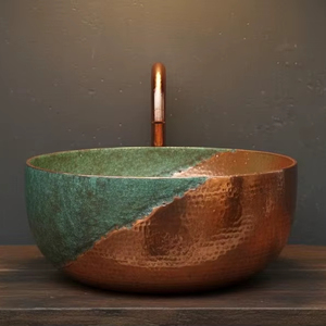 Fregadero de cobre de alta gama, lavabo de cobre de lujo, fregadero de cobre elegante para el hogar, lavabo de cobre con estilo. - Product Image 1
