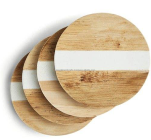 Decorative Square Tea Coasters Wood Resin Construction Heat Protective Pads Modern Bulk Order - Product Image 5