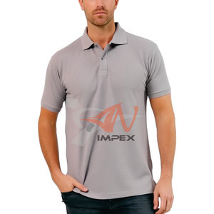 Polo pour homme en coton piqué extensible avec logo personnalisé, col blanc, sans couture, de marque, pour le golf - Product Image 4