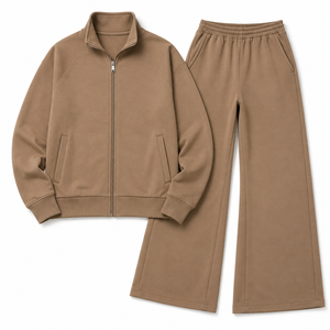 Ensemble de survêtement pour femme avec logo personnalisé, vente en gros, veste zippée intégrale, pantalon à jambe droite, col montant, vêtements décontractés et de sport, fournisseur - Product Image 3
