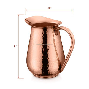 เหยือกทองเหลืองทองแดงทำมือสุดหรู ดีไซน์ทันสมัย เป็นมิตรกับสิ่งแวดล้อม ความจุ 2 ลิตร ฝาปิดแบบตอกลาย  ดีต่อสุขภาพตามหลักอายุรเวท - Product Image 2