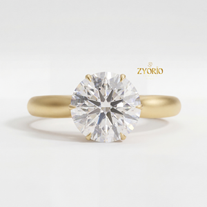 Luxury Brilliant Cut Lab Grown Zircon Engagement <b>Ring</b> 925 Silver VVS1 Clarity 2.0 Carat Claw Setting Matte Finish <b>Domed</b> Band - Product Image 6