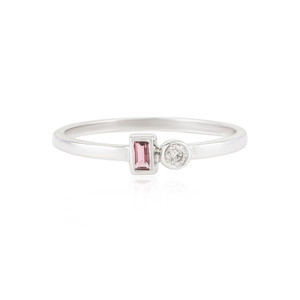 14K Solid Gold Baguette Tourmaline and Diamond Eternity <b>Ring</b> <b>Resizable</b> - Product Image 2